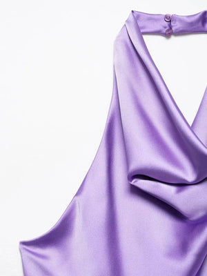 Lila satijnen jumpsuit