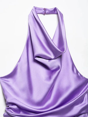 Lila satijnen jumpsuit