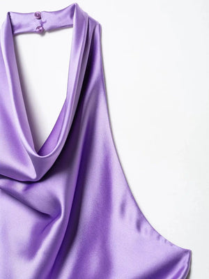 Lila satijnen jumpsuit