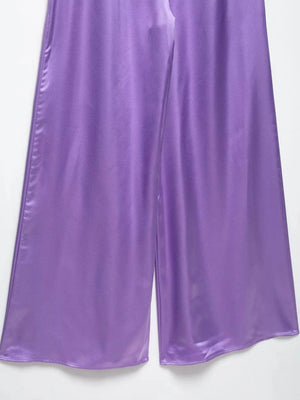 Lila satijnen jumpsuit