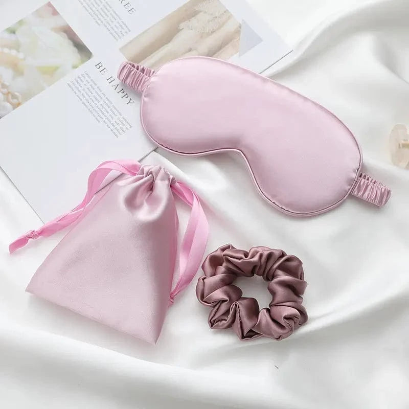 Luxe satijnen slaapmasker-cadeauset – Roze Roze