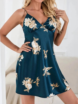 Nachthemd satijn bloemen