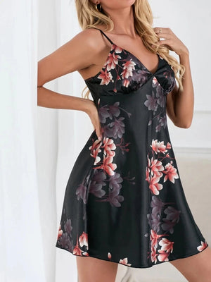 Nachthemd satijn bloemen