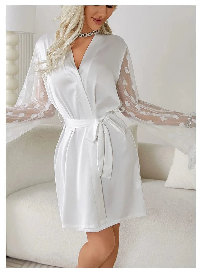 Ochtendjas satijn wit