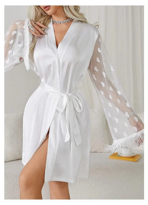 Ochtendjas satijn wit