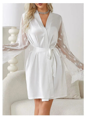 Ochtendjas satijn wit Wit / S