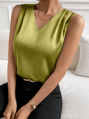 Olijfgroene satijnen top Olijfgroen / S