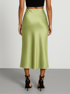 Pistachegroene satijnen rok