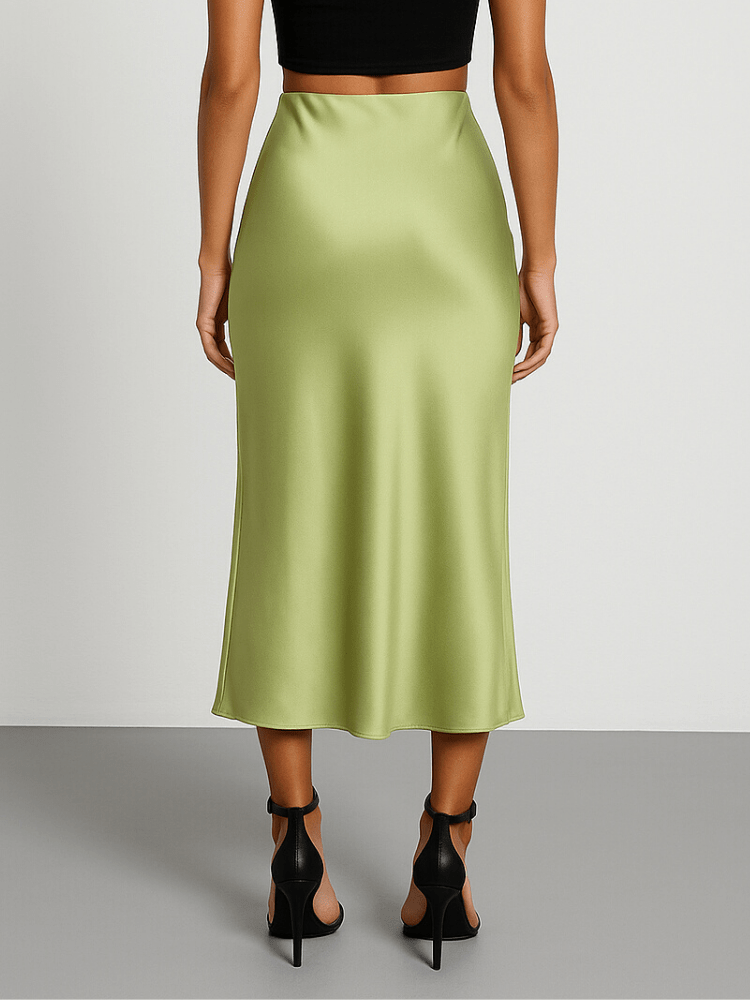 Pistachegroene satijnen rok