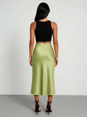 Pistachegroene satijnen rok