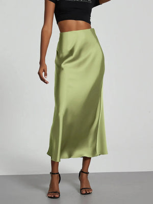 Pistachegroene satijnen rok Pistachegroen / XS