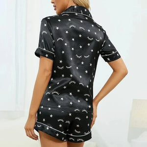 Pyama zwart satijn witte sterren