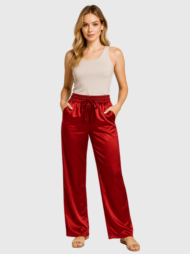 Rode satijnen broek