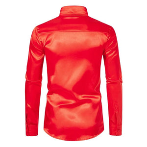 Rood satijnen heren overhemd