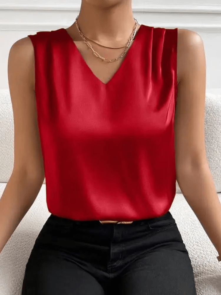 Rood satijnen top Rood / S