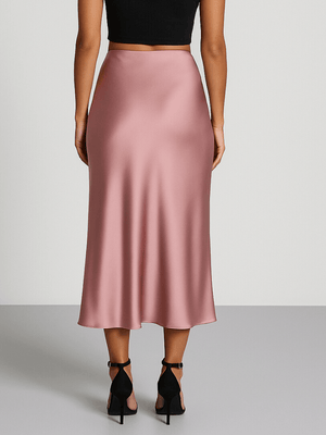 Rosé satijnen rok