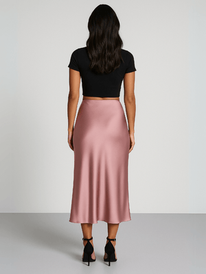 Rosé satijnen rok