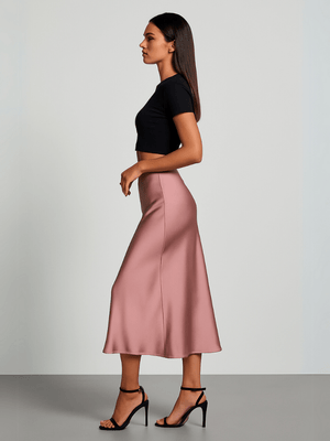 Rosé satijnen rok