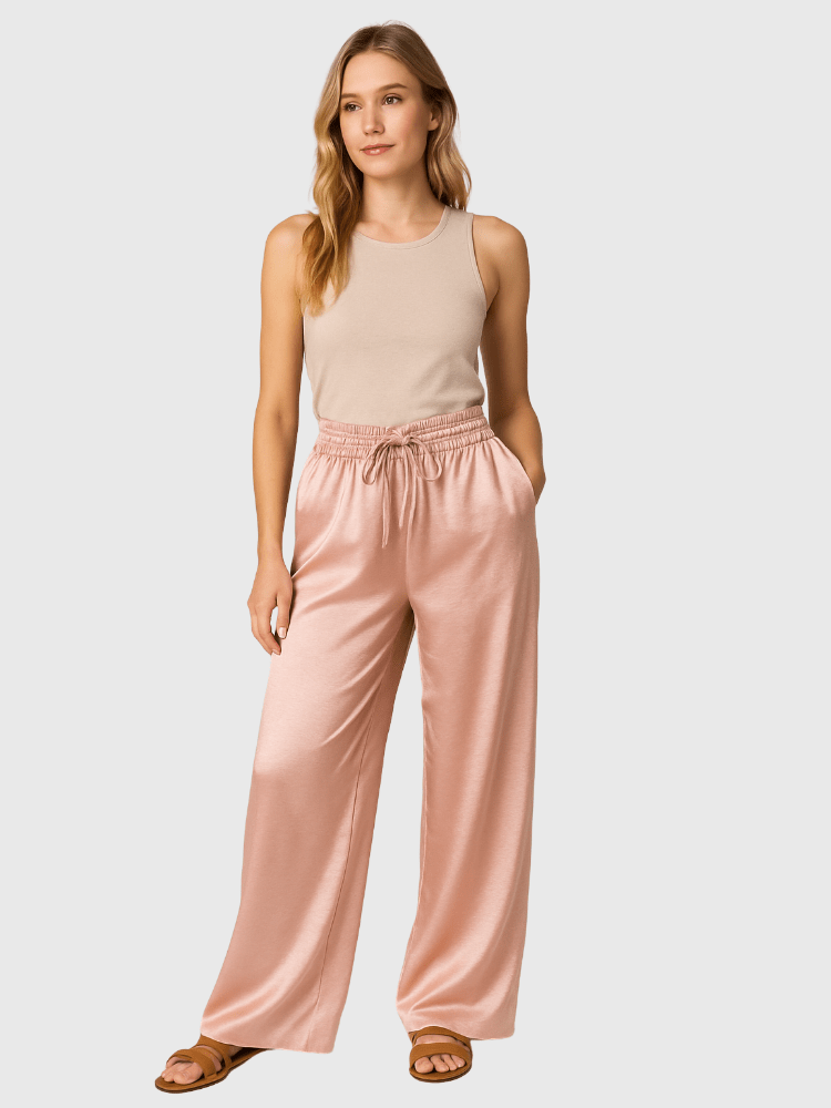 Roze satijnen broek