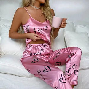 Roze satijnen pyjama set