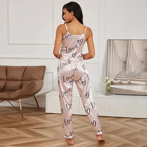 Roze satijnen pyjama set