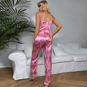 Roze satijnen pyjama set