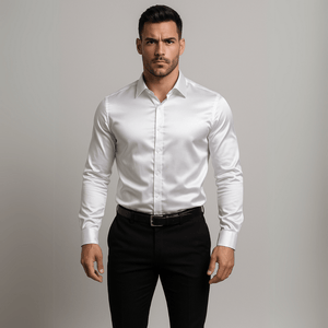 Satijn overhemd heren wit