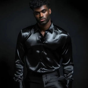 Satijn overhemd heren zwart