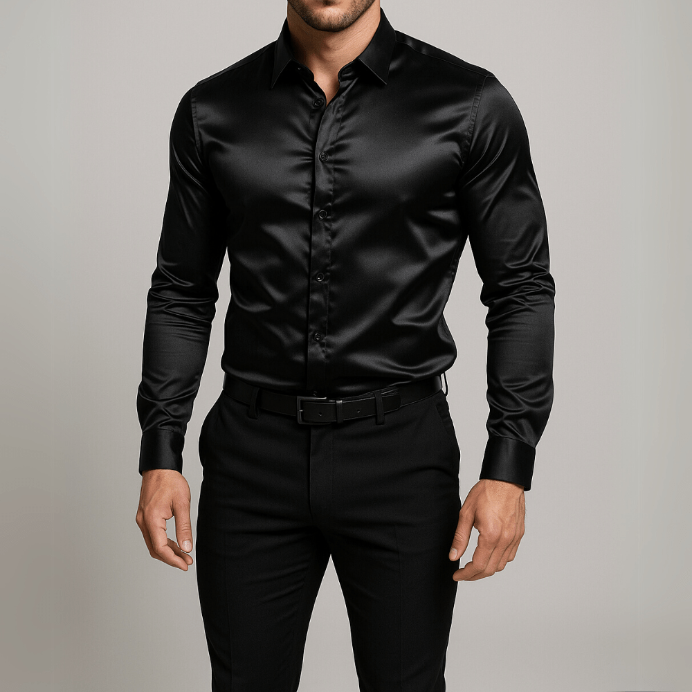 Satijn overhemd heren zwart