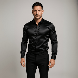 Satijn overhemd heren zwart