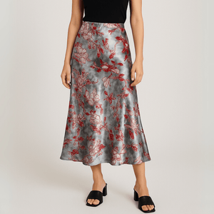 Satijn rok met bloemenprint