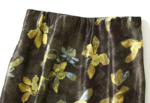 Satijn rok met bloemenprint