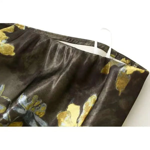 Satijn rok met bloemenprint