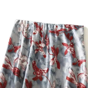 Satijn rok met bloemenprint