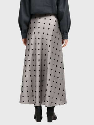 Satijn rok met stippenprint