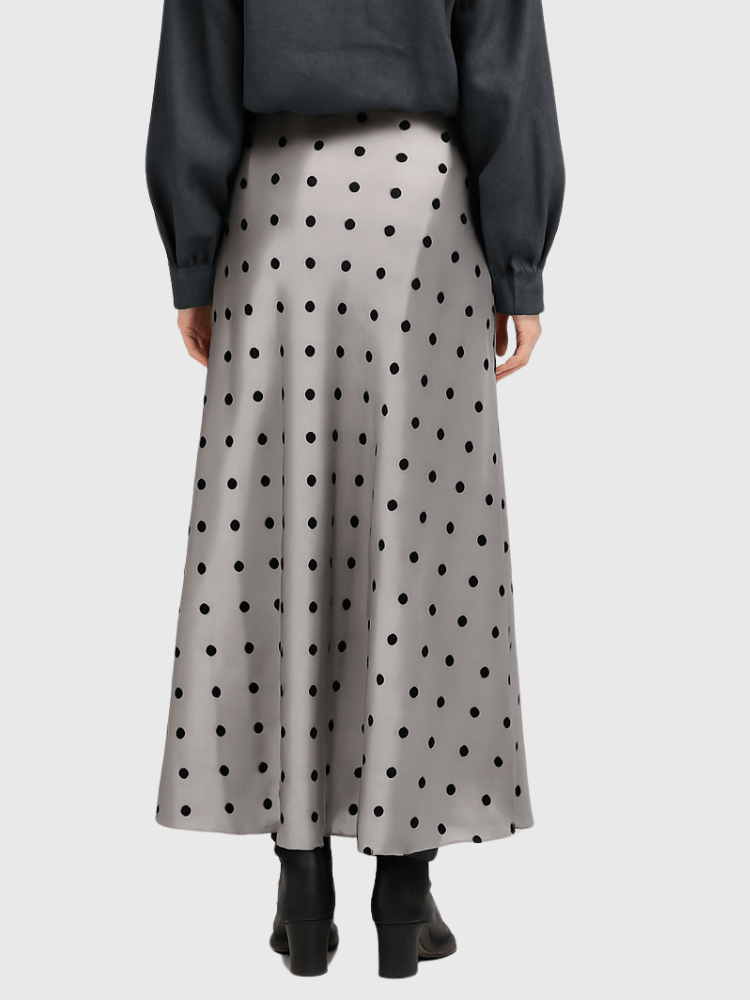 Satijn rok met stippenprint