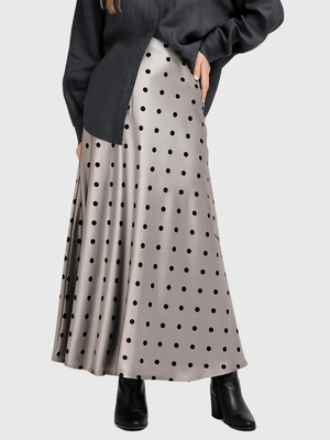 Satijn rok met stippenprint