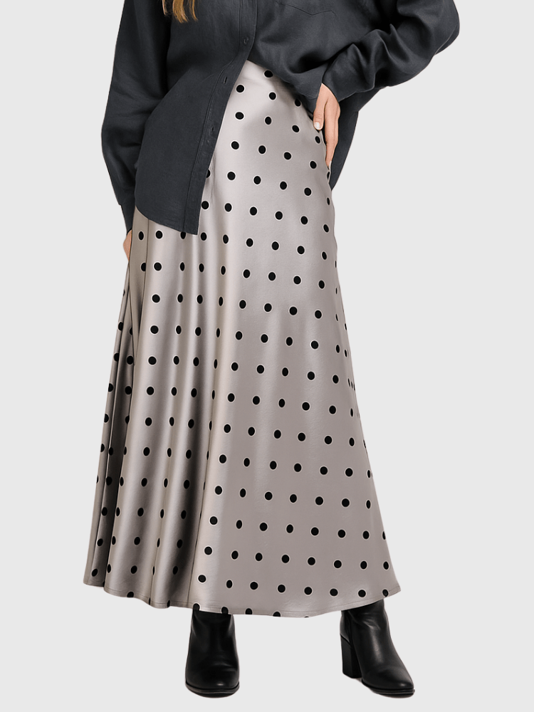 Satijn rok met stippenprint