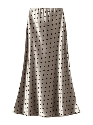 Satijn rok met stippenprint Champagne / S