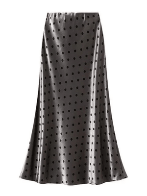 Satijn rok met stippenprint Grijs / S