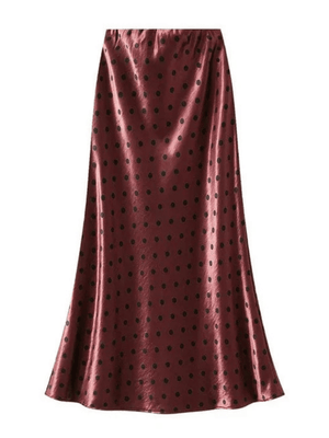 Satijn rok met stippenprint Rood / S