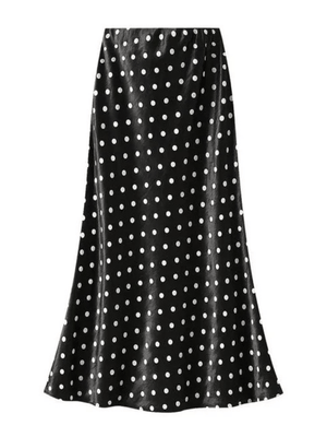 Satijn rok met stippenprint Zwart / S