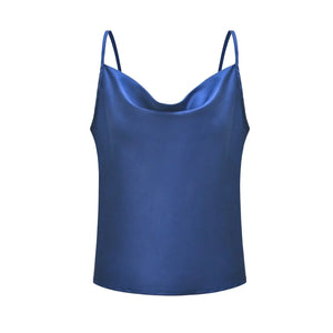 Satijn tanktop Marineblauw / S