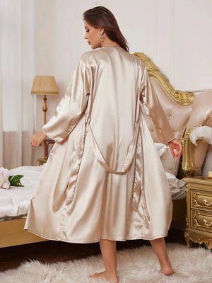 Satijnen badjas dames champagne