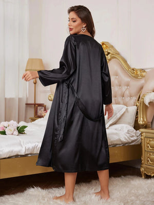 Satijnen badjas dames zwart