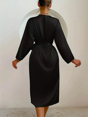 Satijnen badjas zwart