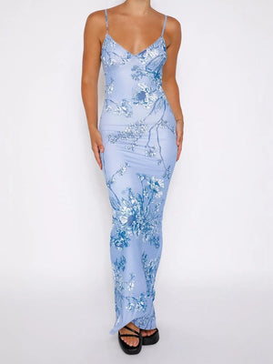 Satijnen bloemen jurk