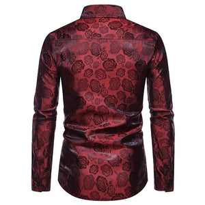 Satijnen bloemen overhemd heren