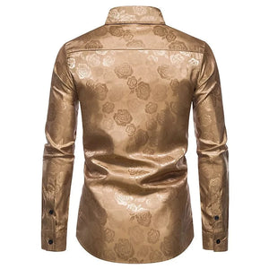 Satijnen bloemen overhemd heren