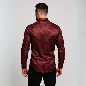 Satijnen bloemen overhemd heren